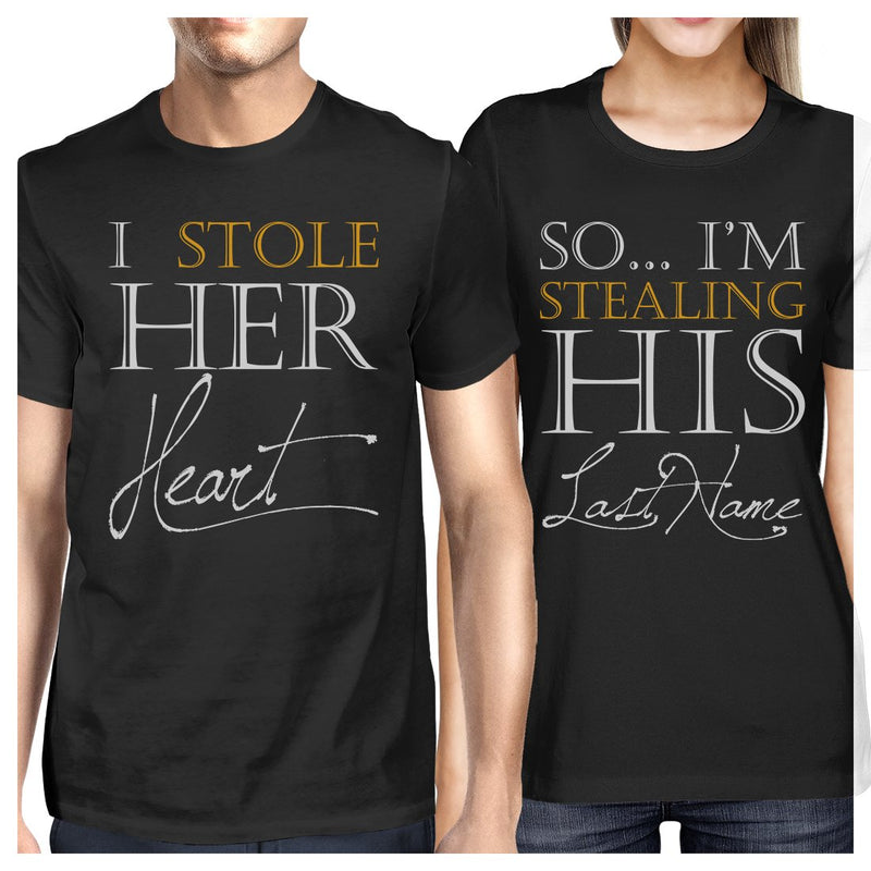Stealing Last Name Matching Couple Gift Shirts Black For Newlyweds