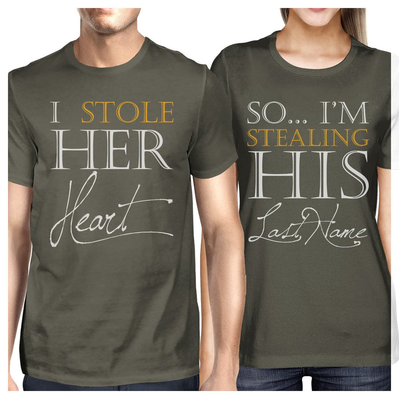 Stealing Last Name Matching Couple Gift Shirts Cool Grey For Him