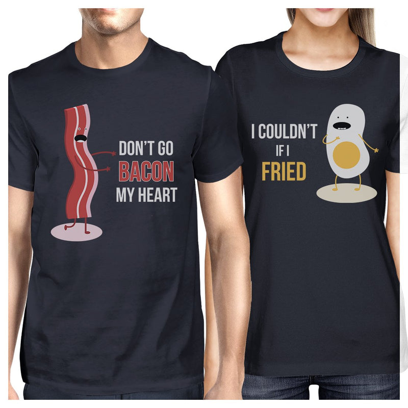 Bacon And Egg Matching Couple Gift Shirts Navy For Husband and Wife