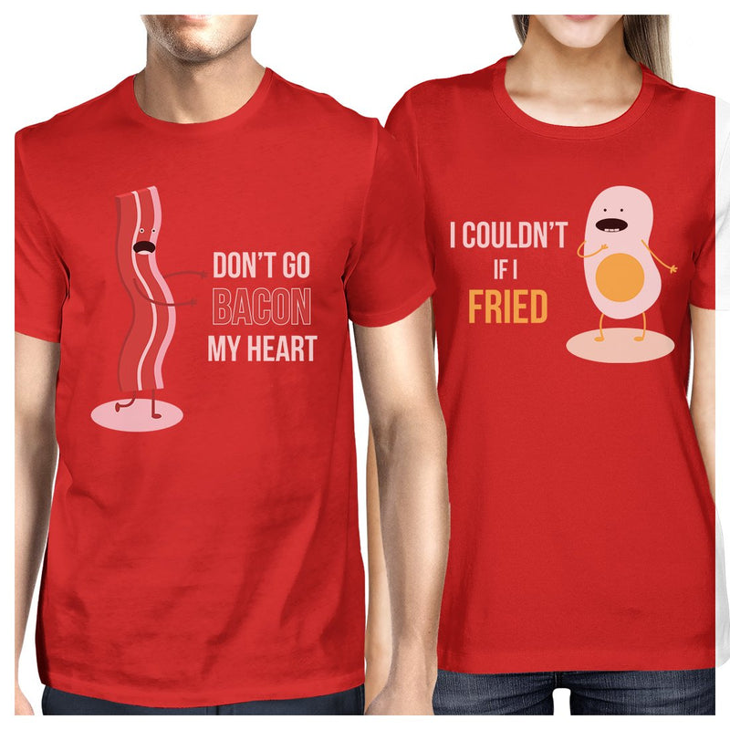 Bacon And Egg Matching Couple Gift Shirts Red Funny Graphic Tees