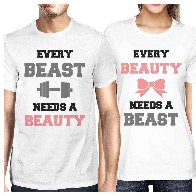 Every Beast Beauty Matching Couple Gift Shirts White For Newlyweds