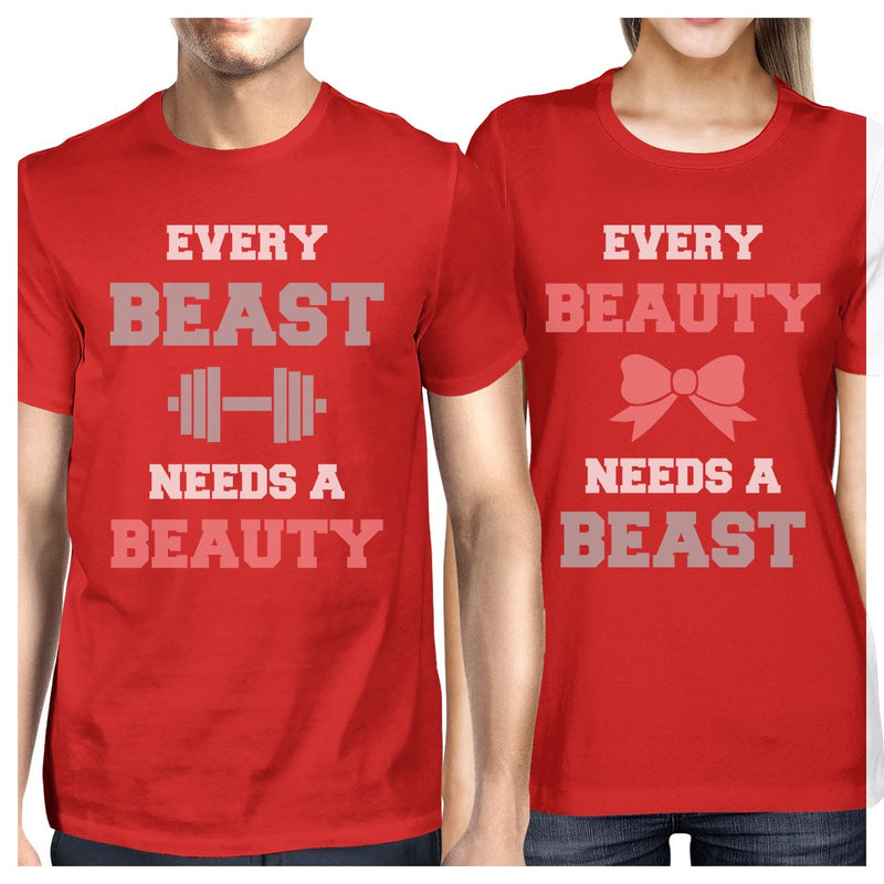 Every Beast Beauty Matching Couple Gift Shirts Red Cute Anniversary