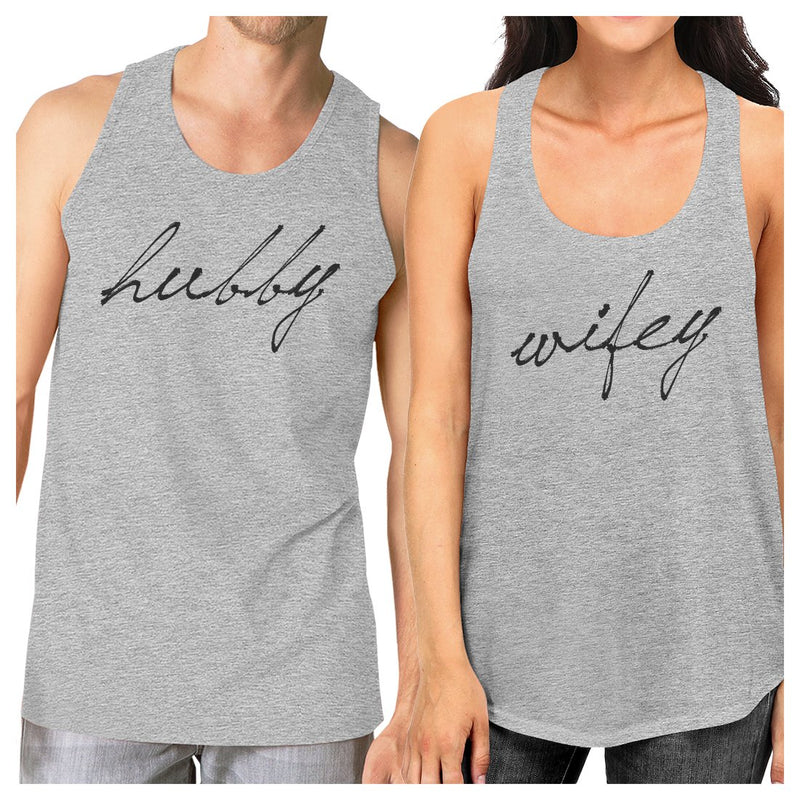 Hubby Wifey Matching Couple Tank Tops Funny Gifts For Newlyweds