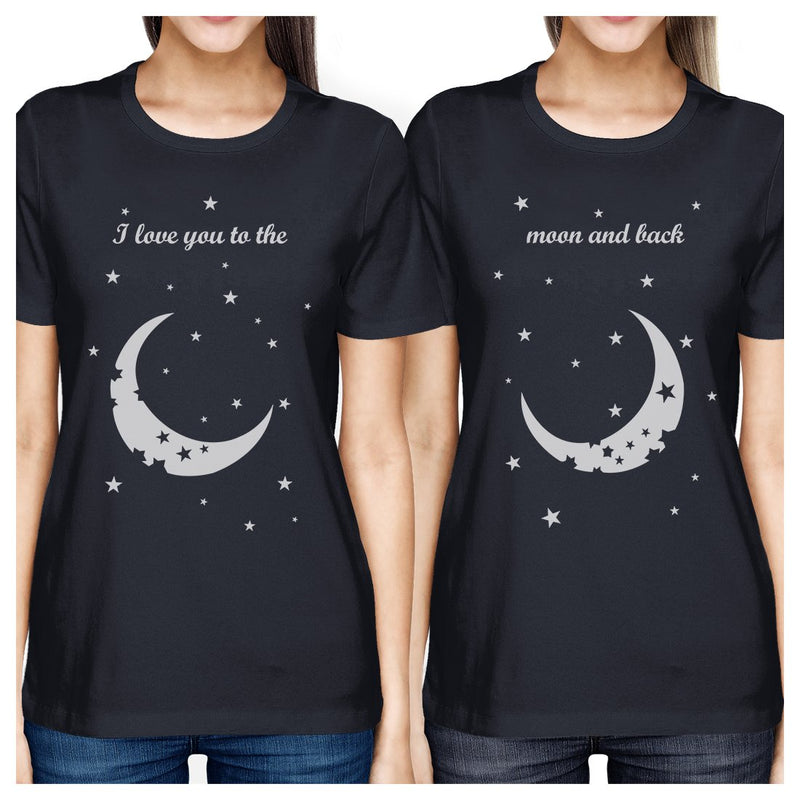 Moon And Back BFF Matching Shirts Womens Navy For Friends Birthday