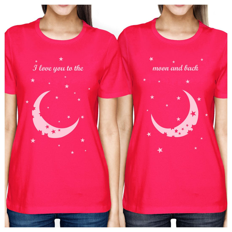Moon And Back BFF Matching Shirts Womens Hot Pink Best Friend Gifts