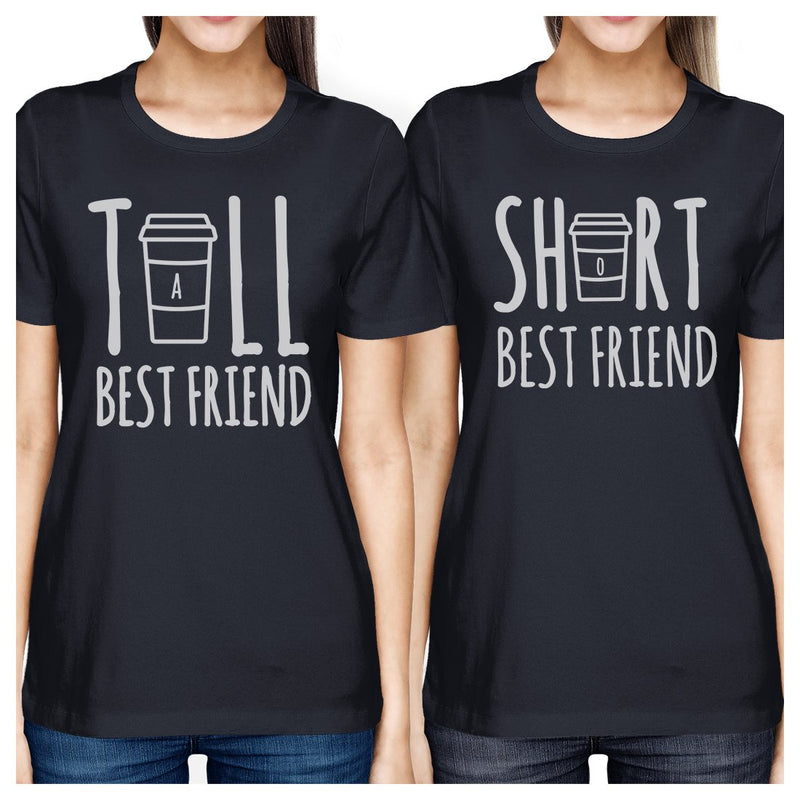 Tall Short Cup BFF Matching Shirts Womens Navy Graphic Cotton Tee