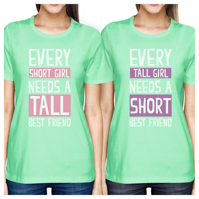 Tall Short Friend BFF Matching Shirts Womens Mint Teen Girls Gifts