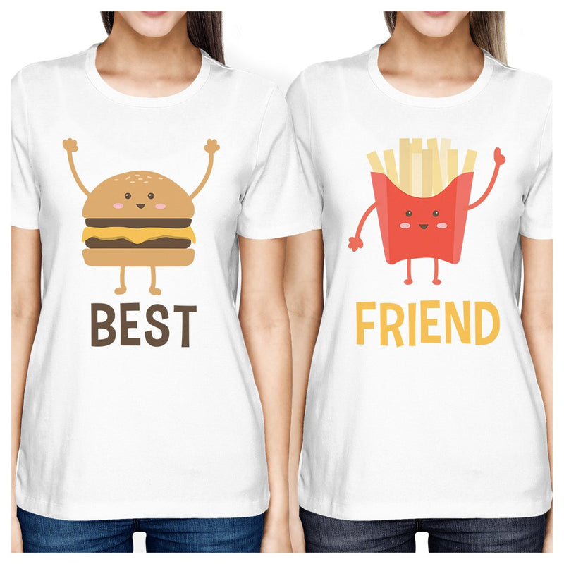 Hamburger And Fries BFF Matching Shirts Womens White Teen Girl Gift