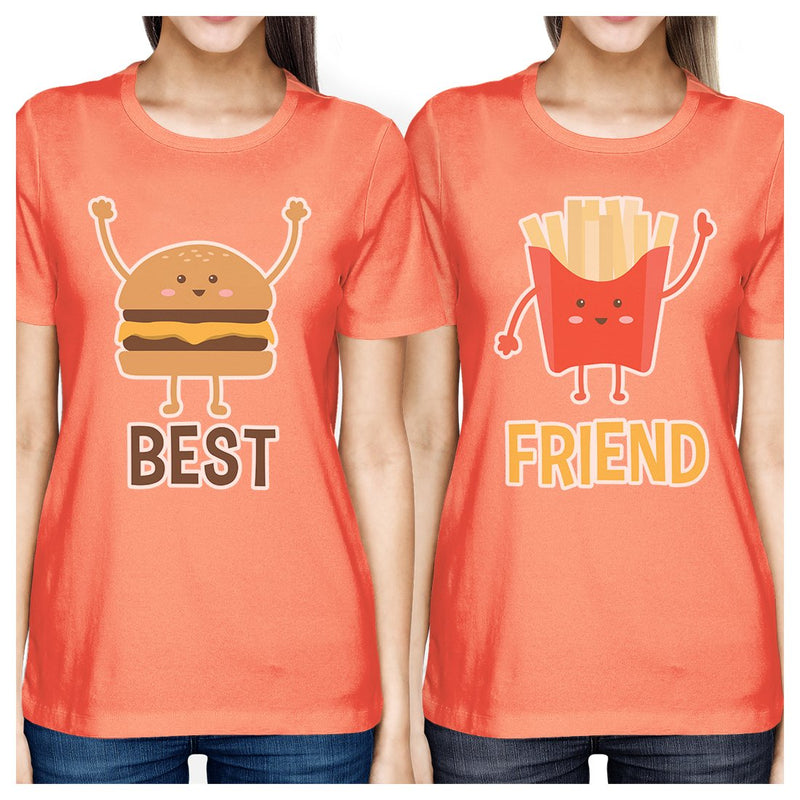 Hamburger And Fries BFF Matching Shirts Womens Peach Graphic Tshirt