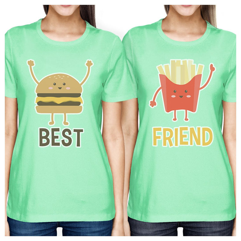 Hamburger And Fries BFF Matching Shirts Womens Mint Crewneck Tshirt