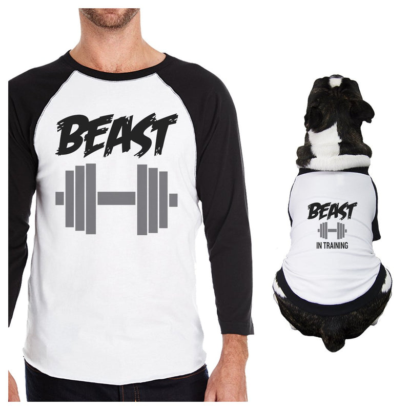 Beast In Training Small Pet and Dad Matching Baseball Jerseys Black