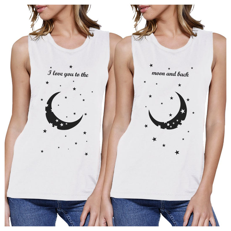 Moon And Back BFF Matching Tank Tops Womens Funny Workout Gifts