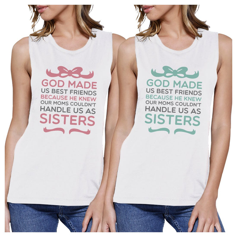 God Made Us BFF Matching Tank Tops Womens Cute Graphic Tanks Girt