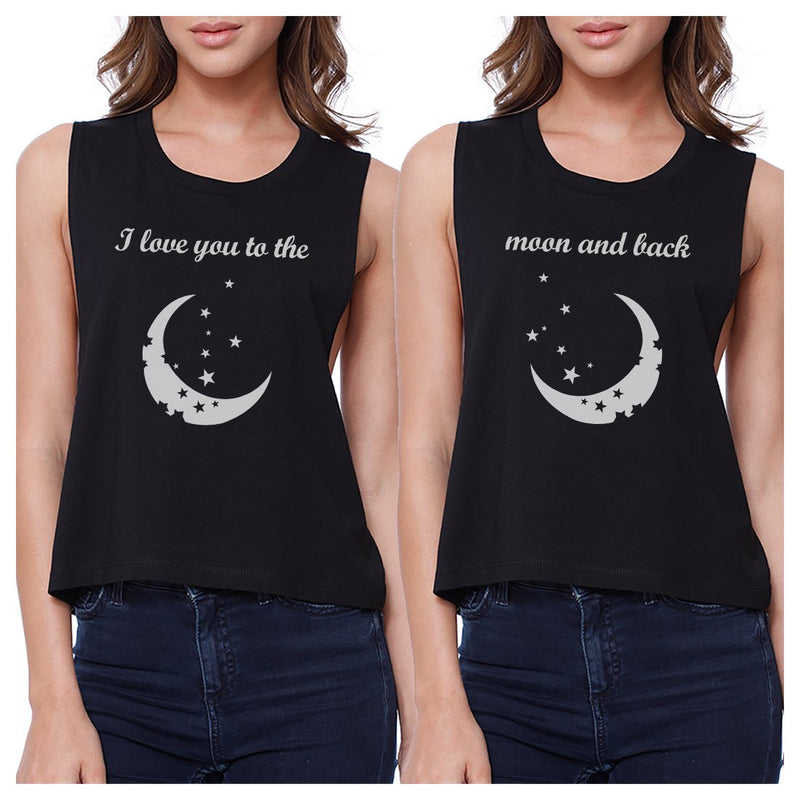 Moon And Back BFF Matching Crop Top Womens Sleeveless Tee