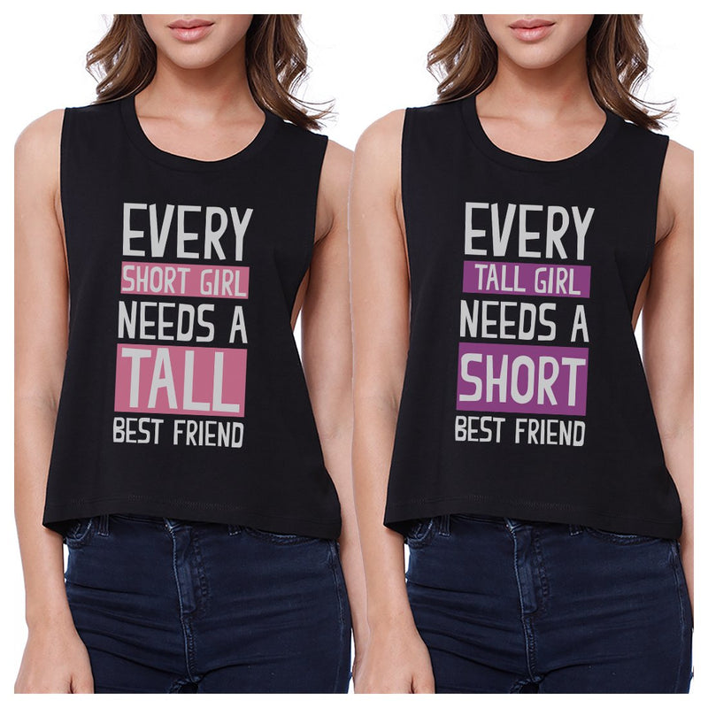 Tall Short Friend BFF Matching Crop Top Womens Cute Workout Tanks