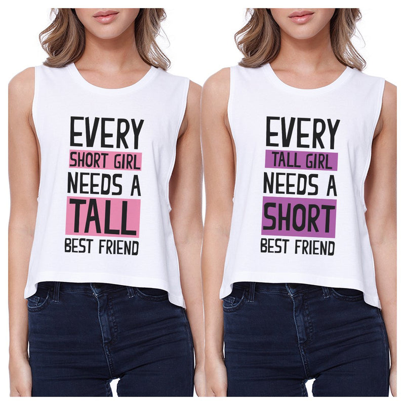 Tall Short Friend BFF Matching Crop Top Womens Cute Workout Tanks