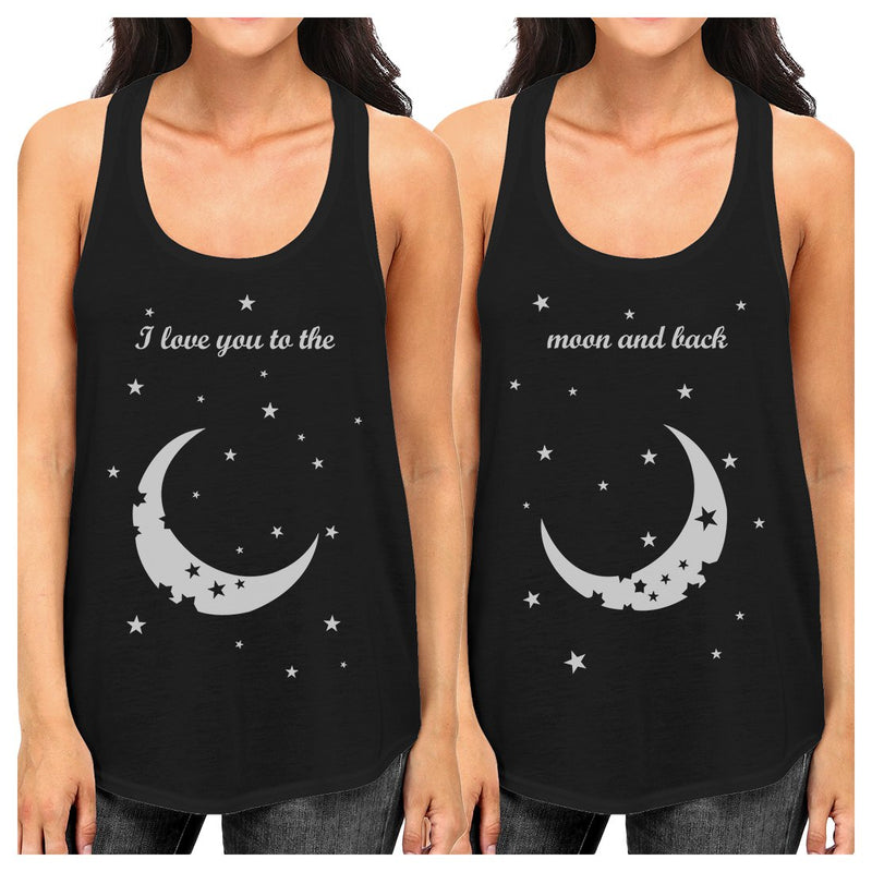 Moon And Back Best Friend Gift Shirts Womens Funny Graphic Tanks