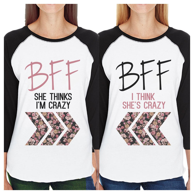 BFF Floral Crazy Best Friend Matching Baseball Jerseys Sister Gifts