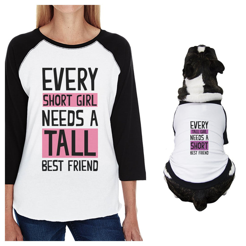 Tall Short Friend Small Dog and Mom Matching Outfits Raglan Tees