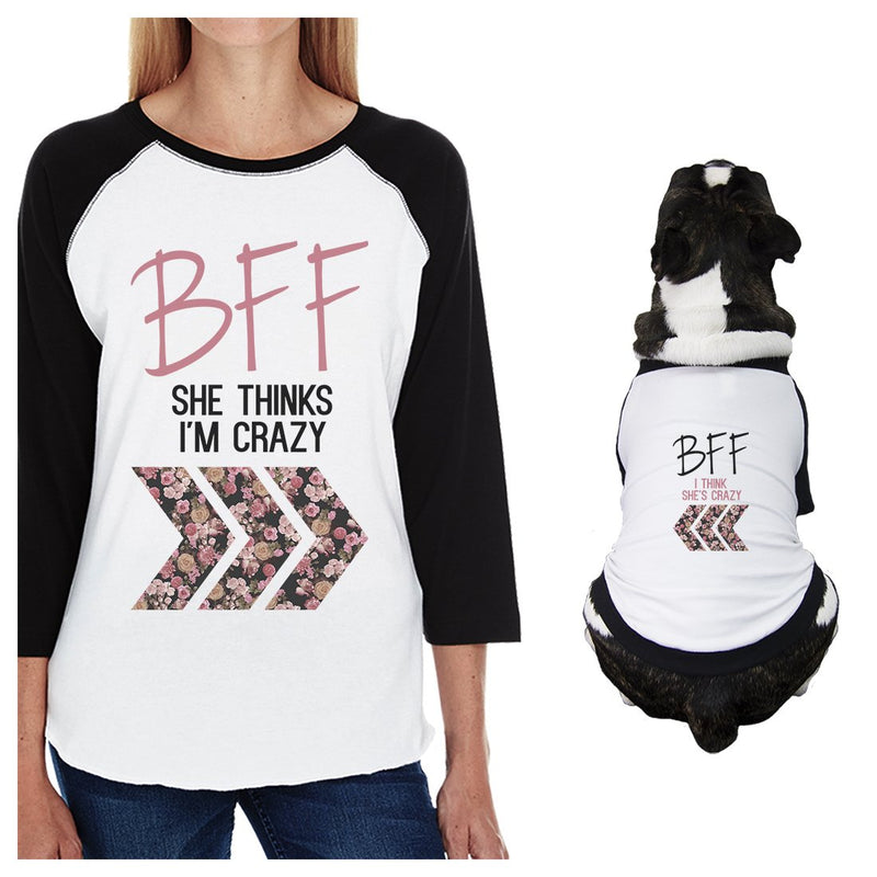 BFF Floral Crazy Small Dog and Mom Matching Outfits Raglan Tees