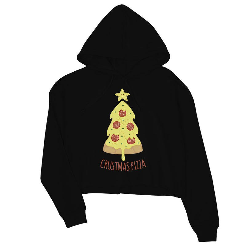 Crustmas Pizza Womens Crop Hoodie