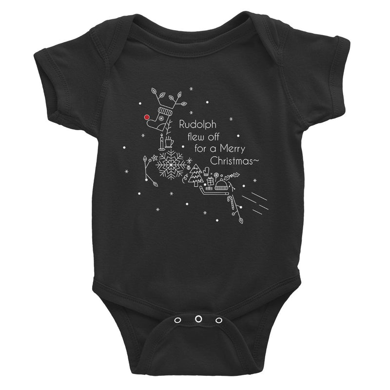 Line Art Rudolph For First Christmas Baby Gift Baby Bodysuit Gift
