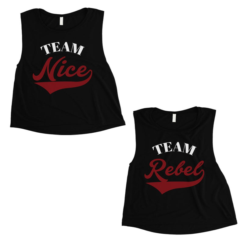 Team Nice Team Rebel BFF Matching Crop Top Womens Christmas Gift