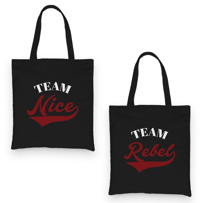 Team Nice Team Rebel BFF Matching Canvas Bags For Christmas Gift