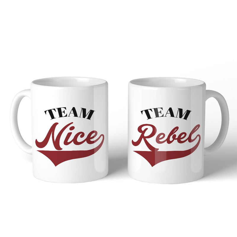 Team Nice Team Rebel BFF Matching Gift Ceramic Coffee Mugs 11oz