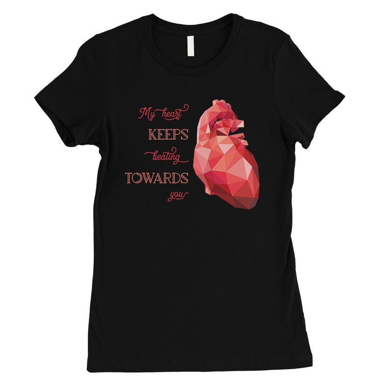 Geometric Heart Beating Womens T-Shirt Cute Valentine's Day Gift