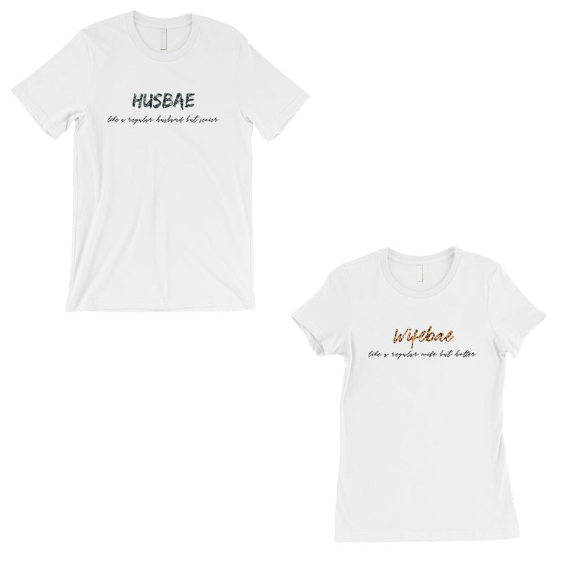 Husbae Wifebae Leopard Military Matching Couple Gift Shirts White