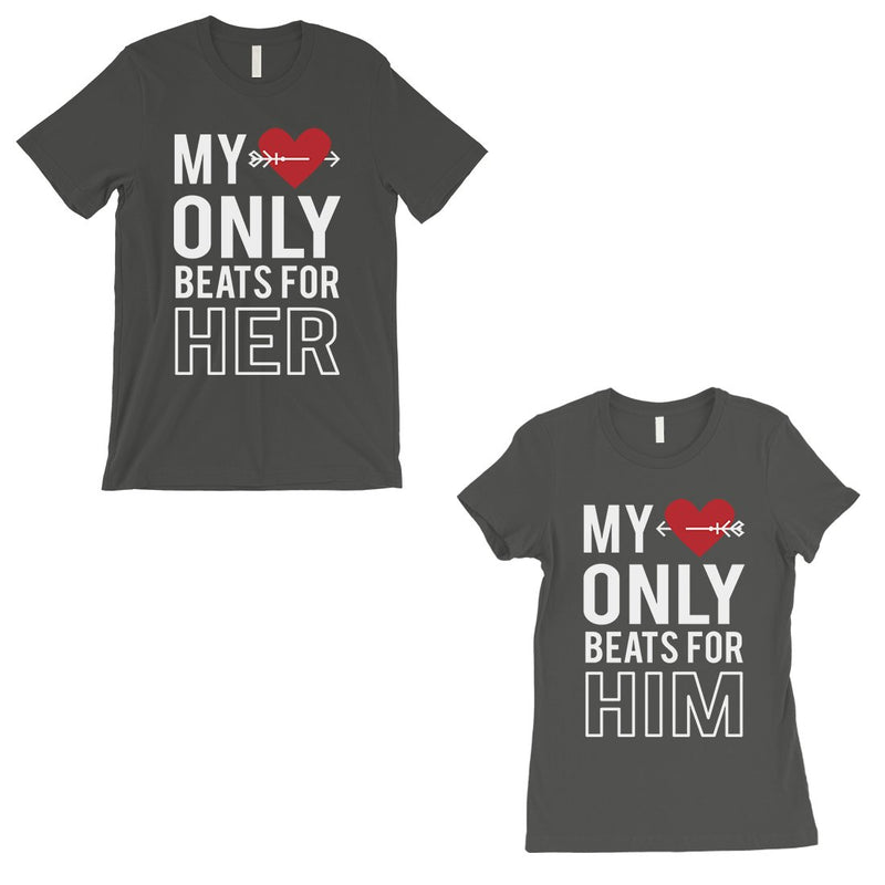 My Heart Beats For Her Him Matching Couple Gift Shirts Cool Grey