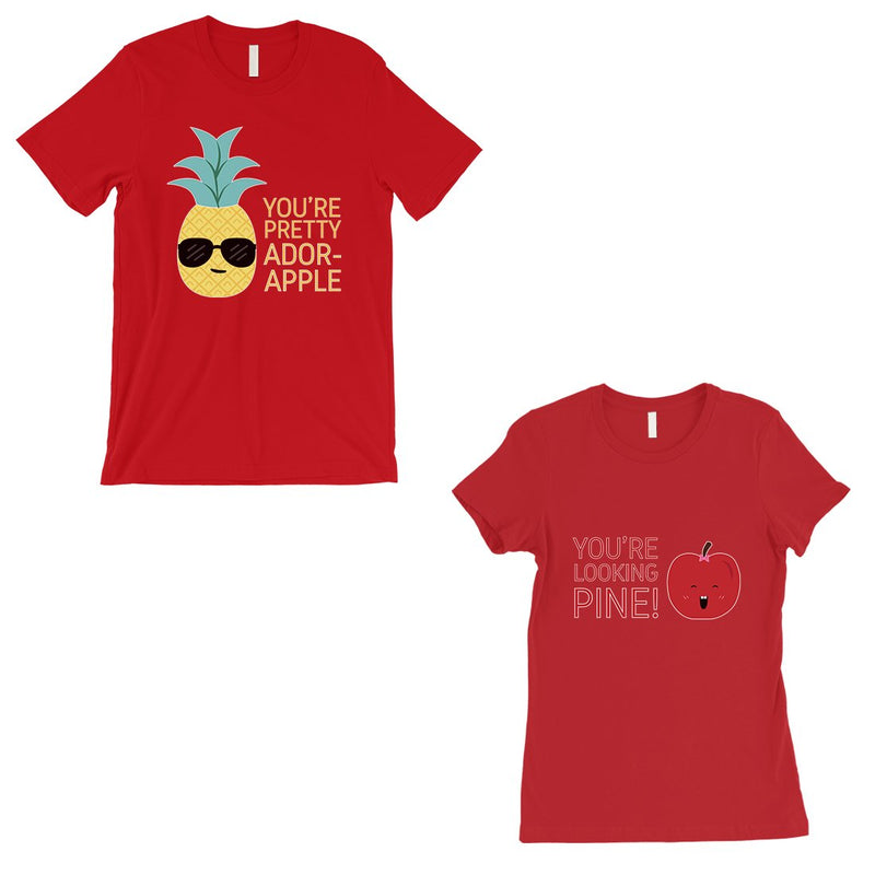 Pineapple Apple Matching Couple Gift Shirts Red Wedding Gift Idea