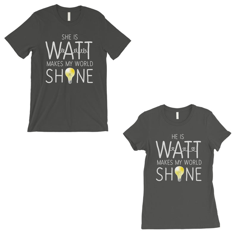 Watt World Shine Light Matching Couple T-Shirts Gift Cool Grey