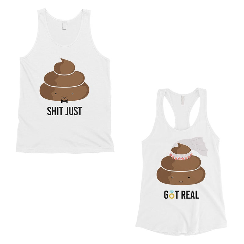 Poop Shit Got Real Matching Couple Tank Tops Funny Newlywed Gift