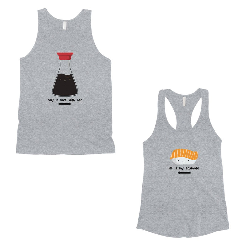 Sushi & Soy Sauce Matching Couple Tank Tops Funny Anniversary Gift