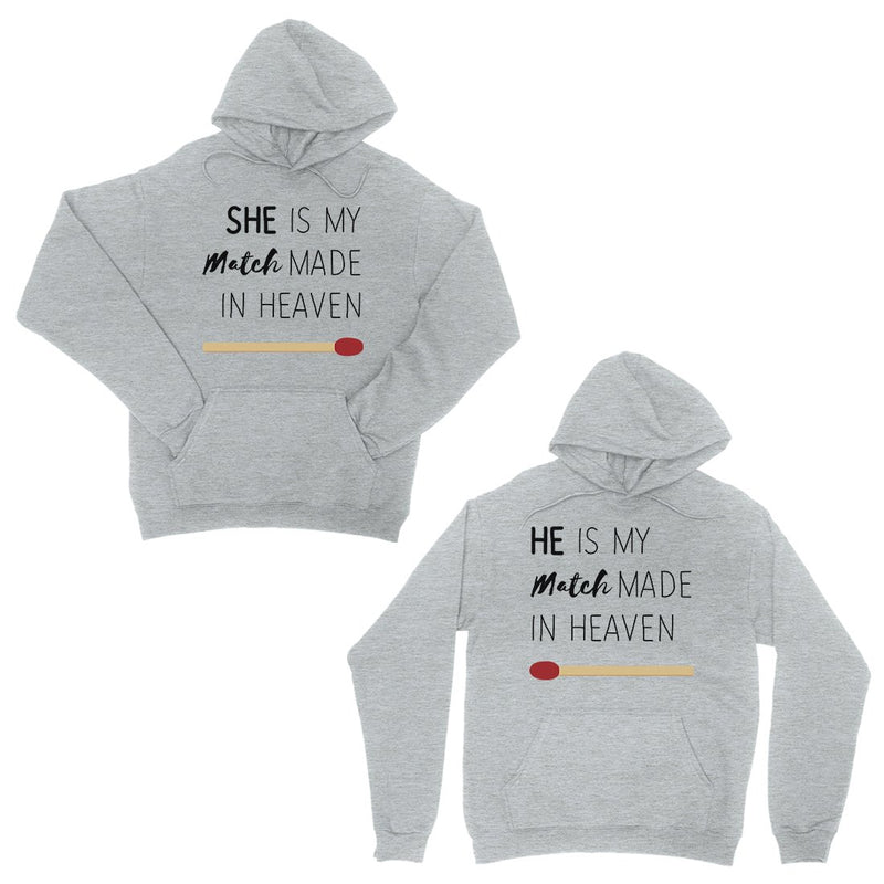 Match Made In Heaven Grey Cute Matching Hoodies Anniversary Gift