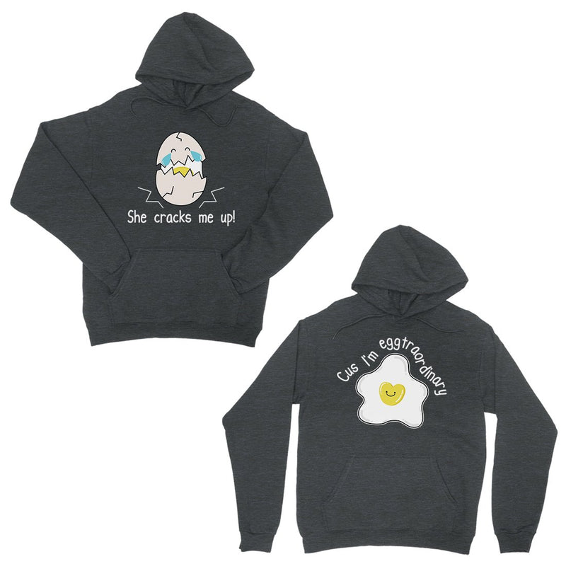 Egg & Eggtraordinary Dark Grey Matching Hoodies Cute Couples Gifts