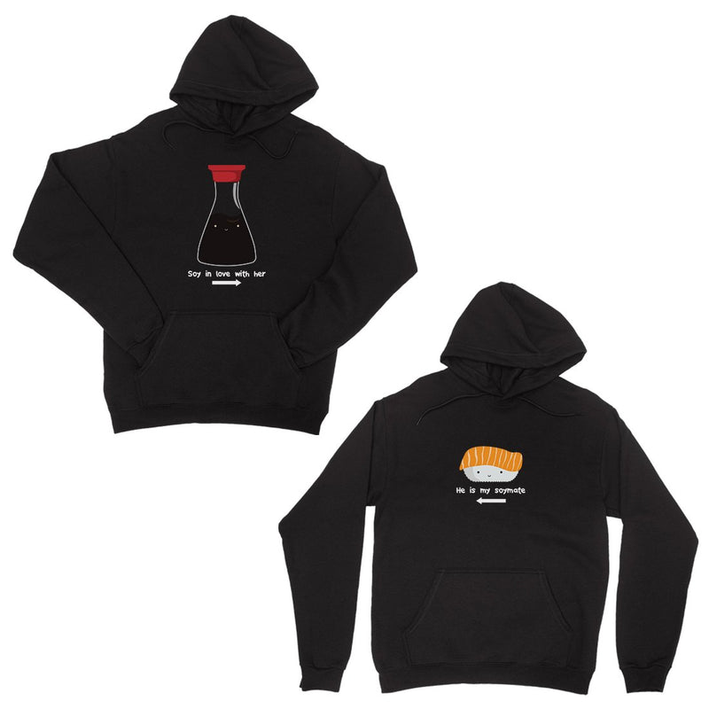 Sushi & Soy Sauce Black Matching Couple Hoodies Funny Wedding Gift