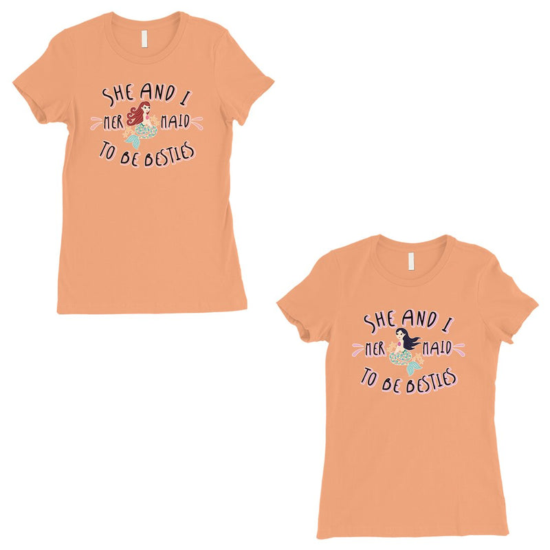 Mermaid To Be Besties BFF Gift Matching Shirts Womens Peach T-Shirt