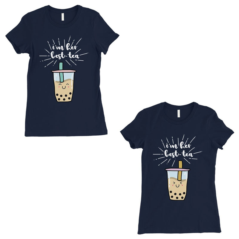 Boba Milk Best-Tea BFF Gift Matching Shirts Womens Navy T-Shirt