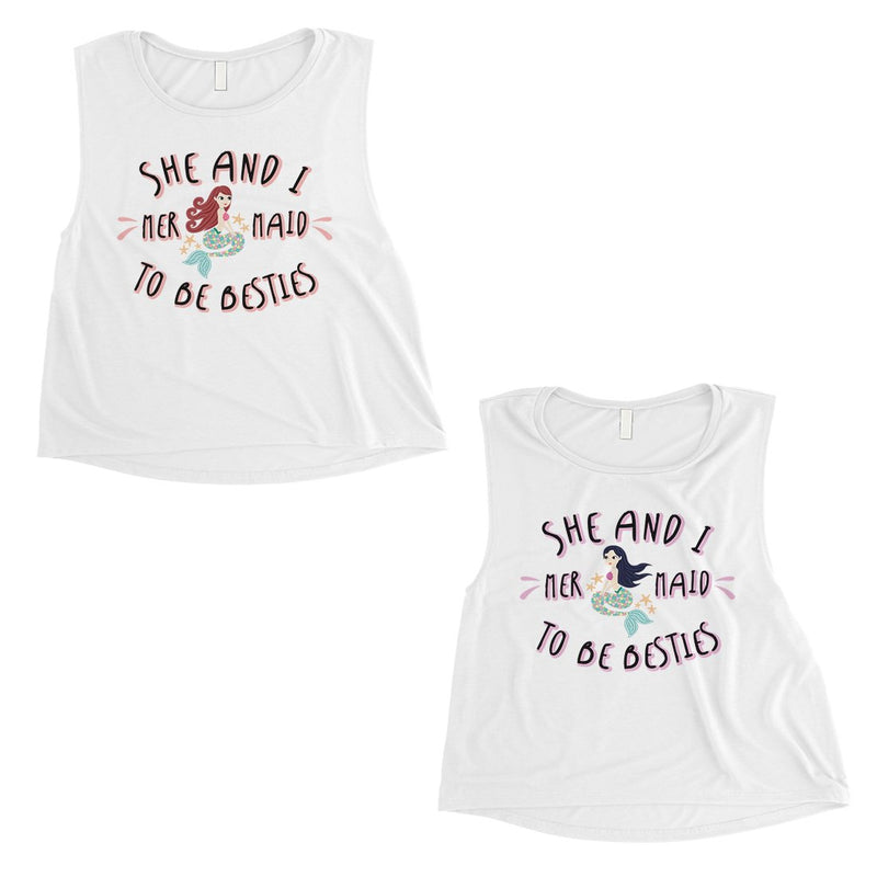 Mermaid To Be Besties Best Friend Matching Crop Tops For Womens