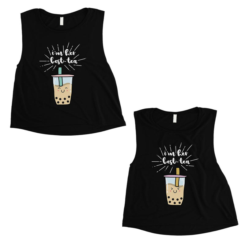 Boba Milk Best-Tea Cute Best Friend Matching Crop Tops For Womens