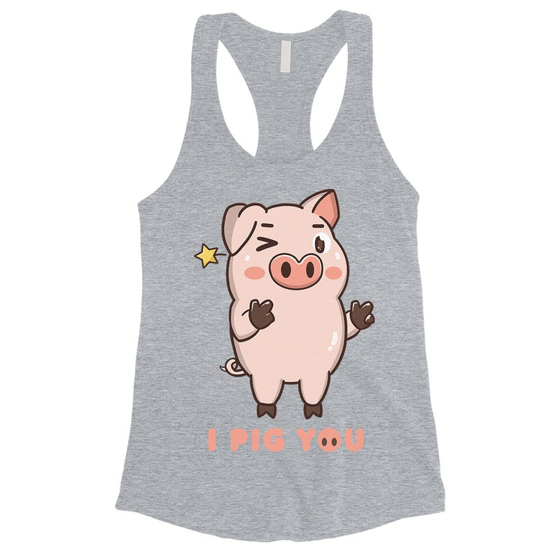 I Pig You Womens Cute Graphic Workout Tank Top Valentine's Day Gift