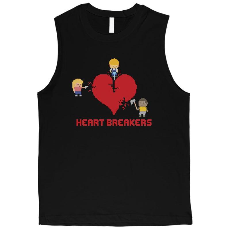 Heart Breakers Mens Funny Graphic Workout Muscle Tank Top For Him