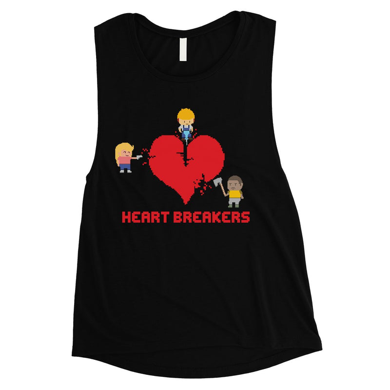 Heart Breakers Womens Cute Graphic Gym Muscle Shirt Gift For Her
