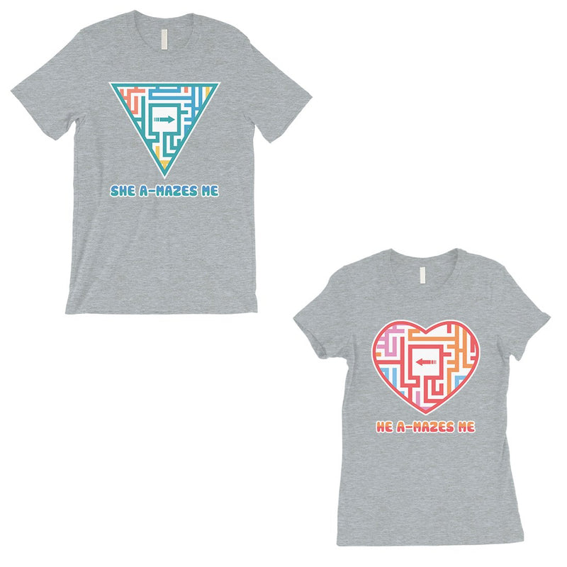 A-Mazes Me Grey Matching T-Shirts Couples Anniversary Gift For Him