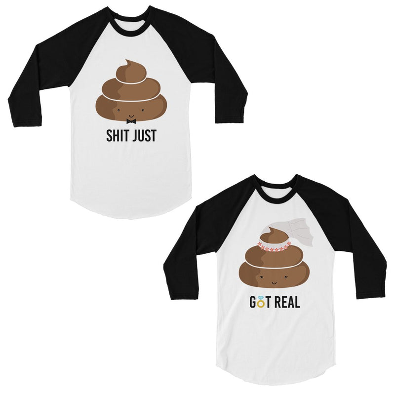 Poop Shit Got Real Matching Baseball Shirts Funny Wedding Gifts
