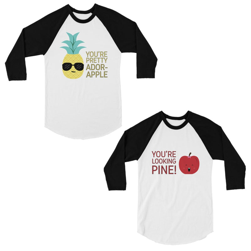 Pineapple Apple Cute Matching Couples Baseball Shirts Funny Gifts