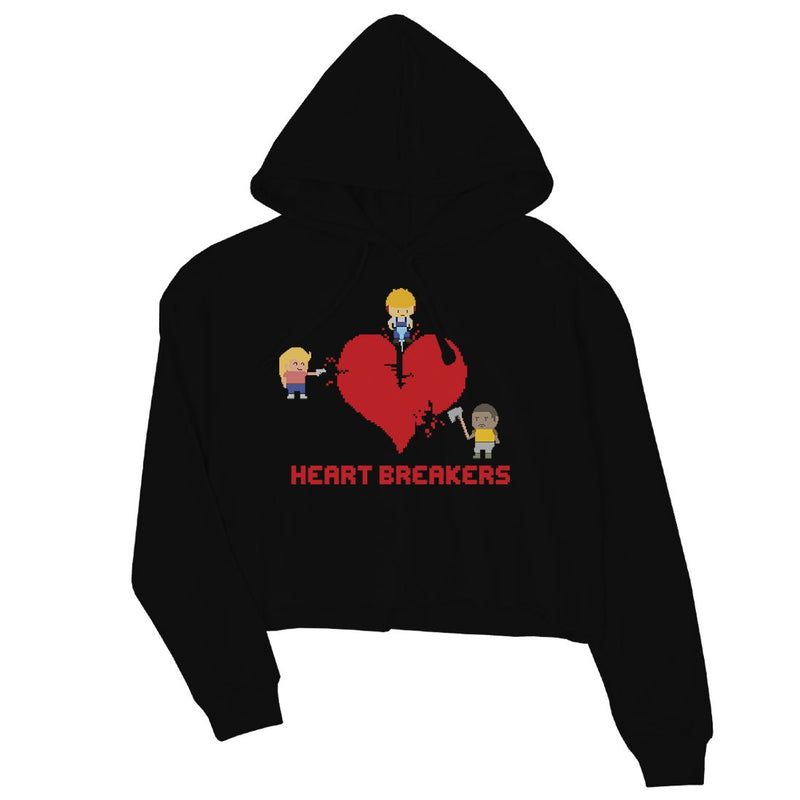 Heart Breakers Womens Cute Graphic Workout Crop Hoodie Gift For Her